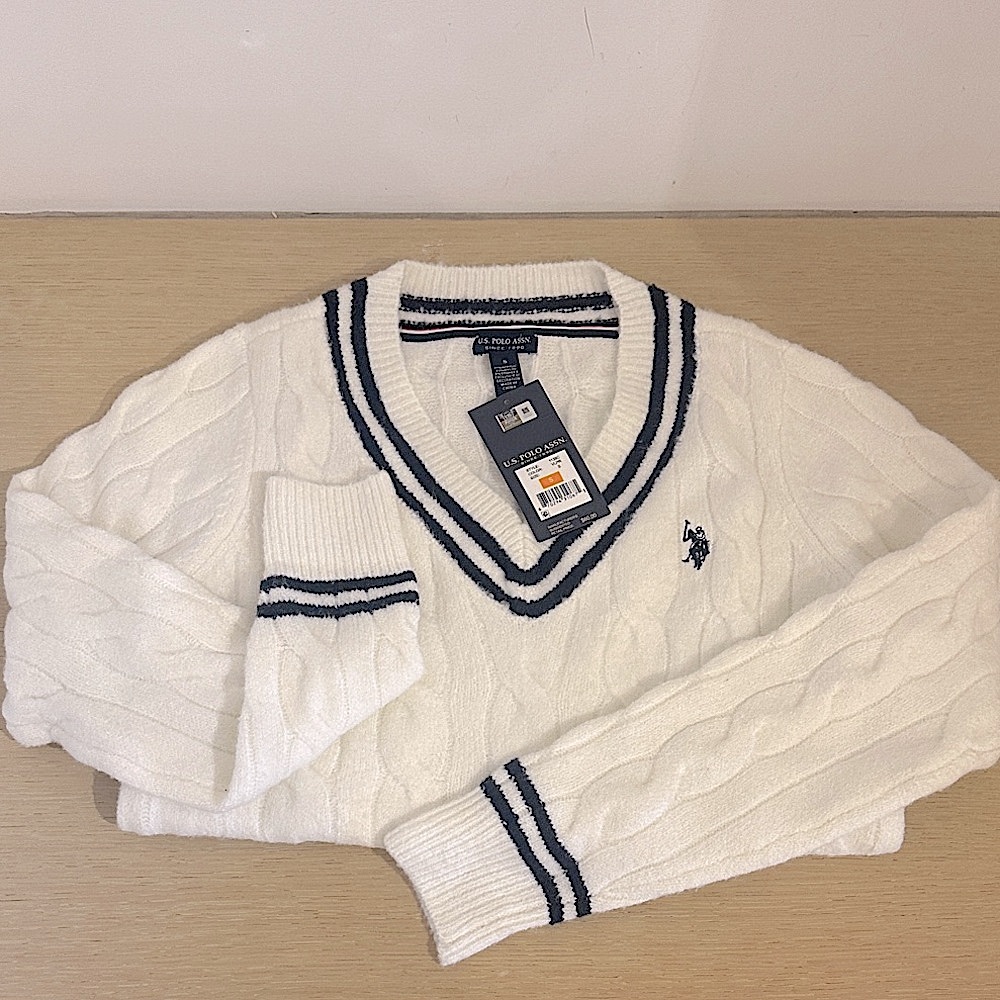 Ralph Lauren White V-Neck Sweater